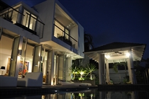 Villa features at night